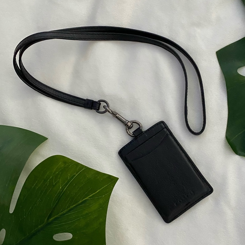 COACH Black Leather Lanyard